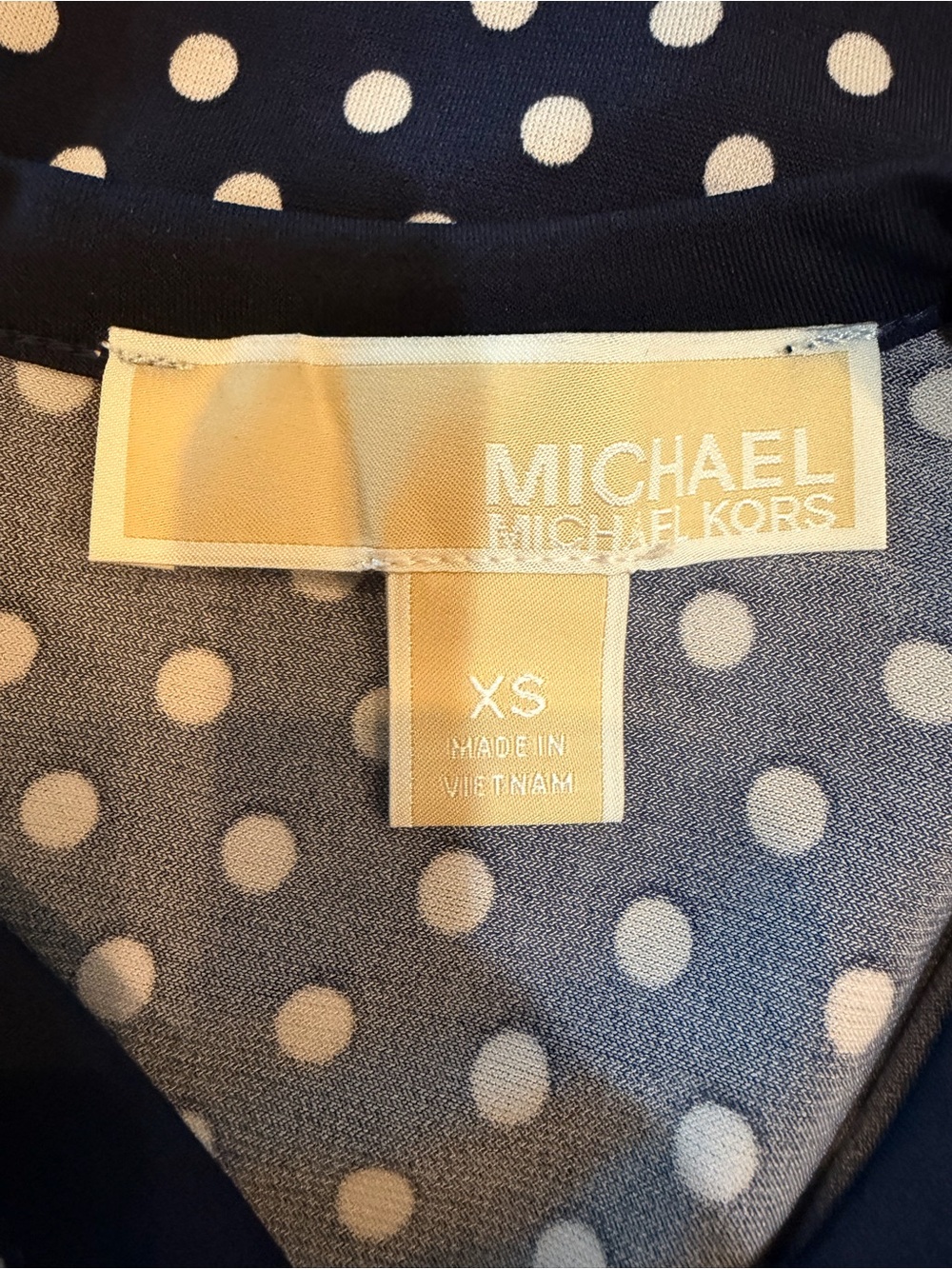 MICHAEL Michael Kors Navy and White Polka Dot Fit-and-Flare Dress Womenβs XS - Picture 7 of 10